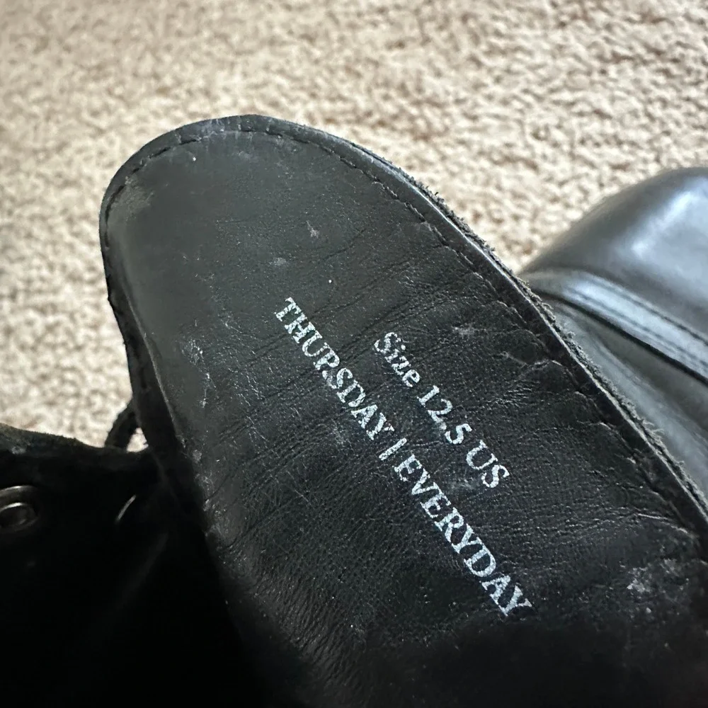 Thursday Boot Co Captain Boots Men 12.5 Black Leather Lace Up Cap Toe